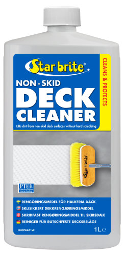 Det mest effektiva och enklaste sättet att rengöra strukturerad glasfiber eller målade däck är att använda Deck Cleaner (Star Brite)