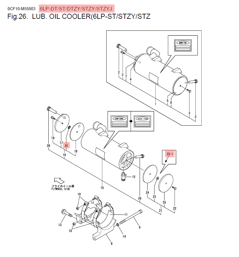 Yanmar - O-ring till Gavelskruv oljekylare