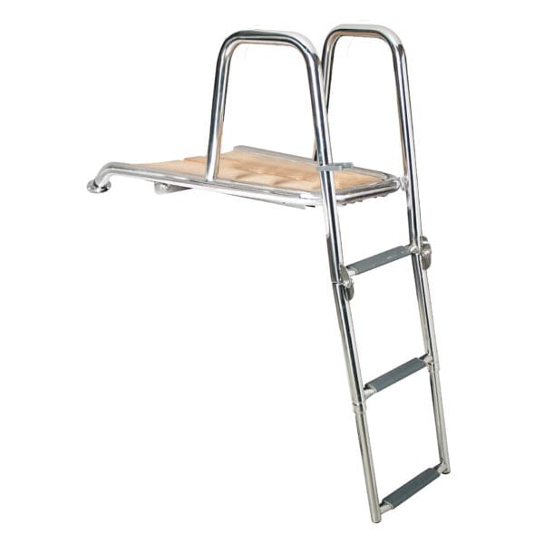 Comfort Series motorbåtspeke med fastsvetsad stege i teak